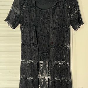 lace coat dress , see through dress or beach cover up or top with cardigan